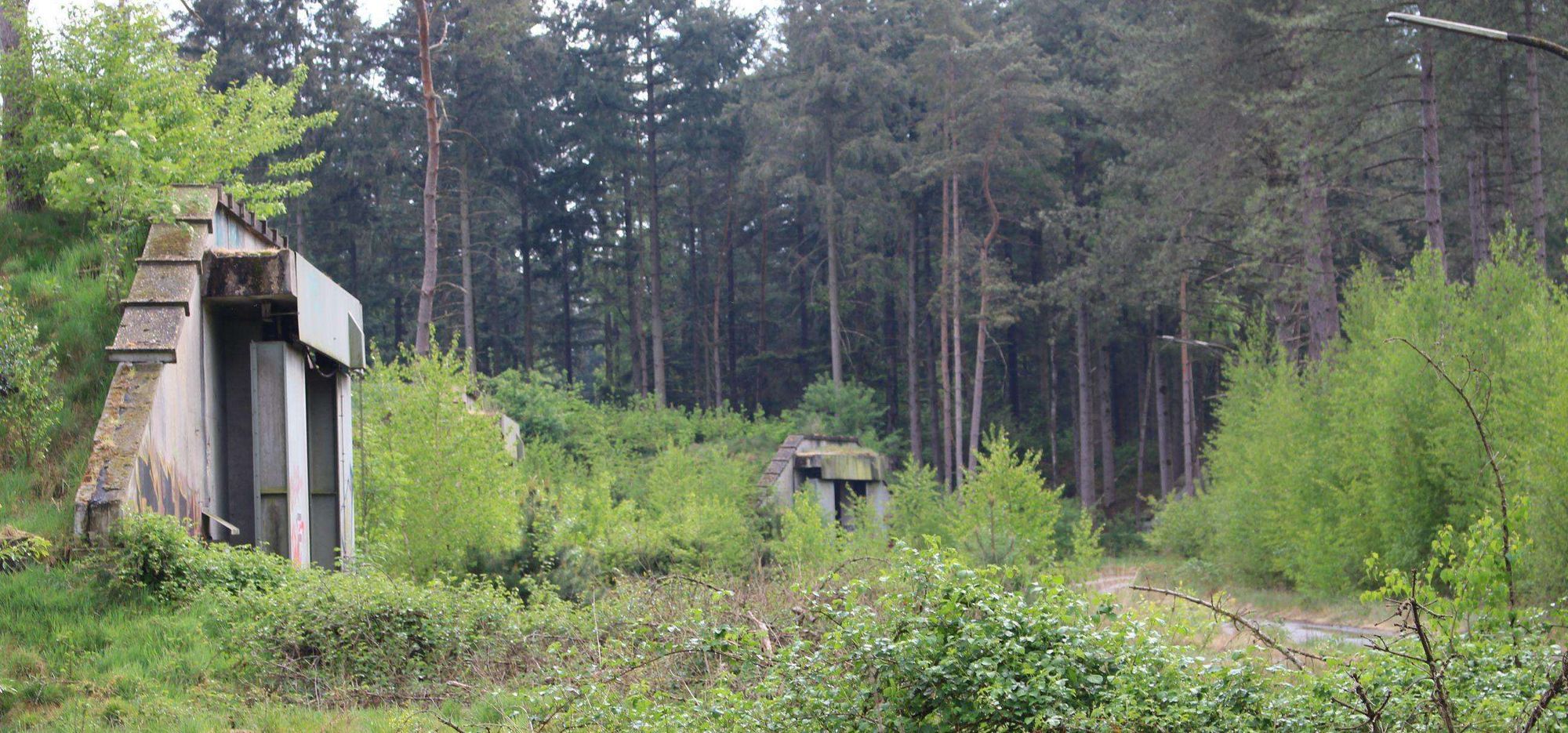 a photograph of bunkers in a former munitions depot