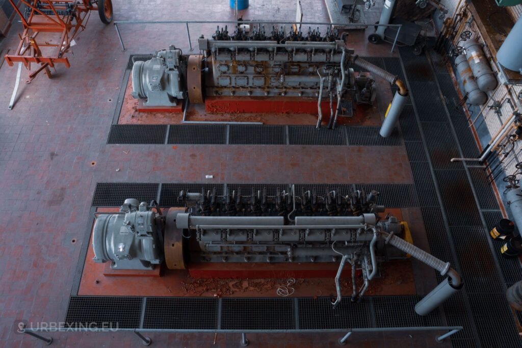 a photograph of the upper view of two industrial grade emergency diesel generators