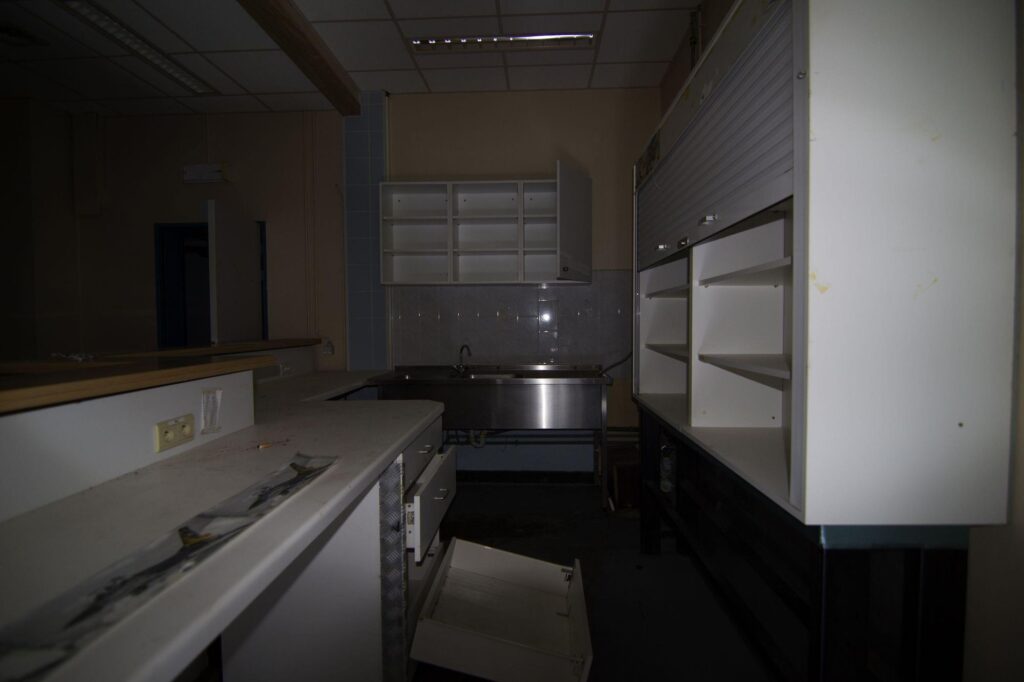a photograph of a kitchen in a former nato bunker