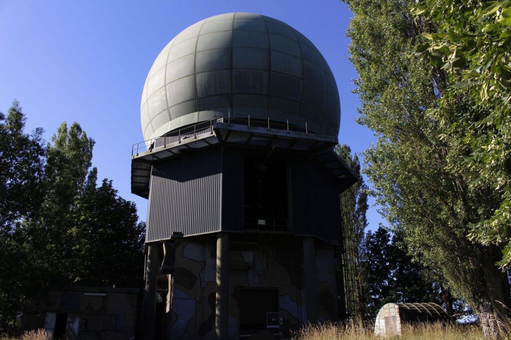a photograph of the abandoned NATO radar dome in belgium