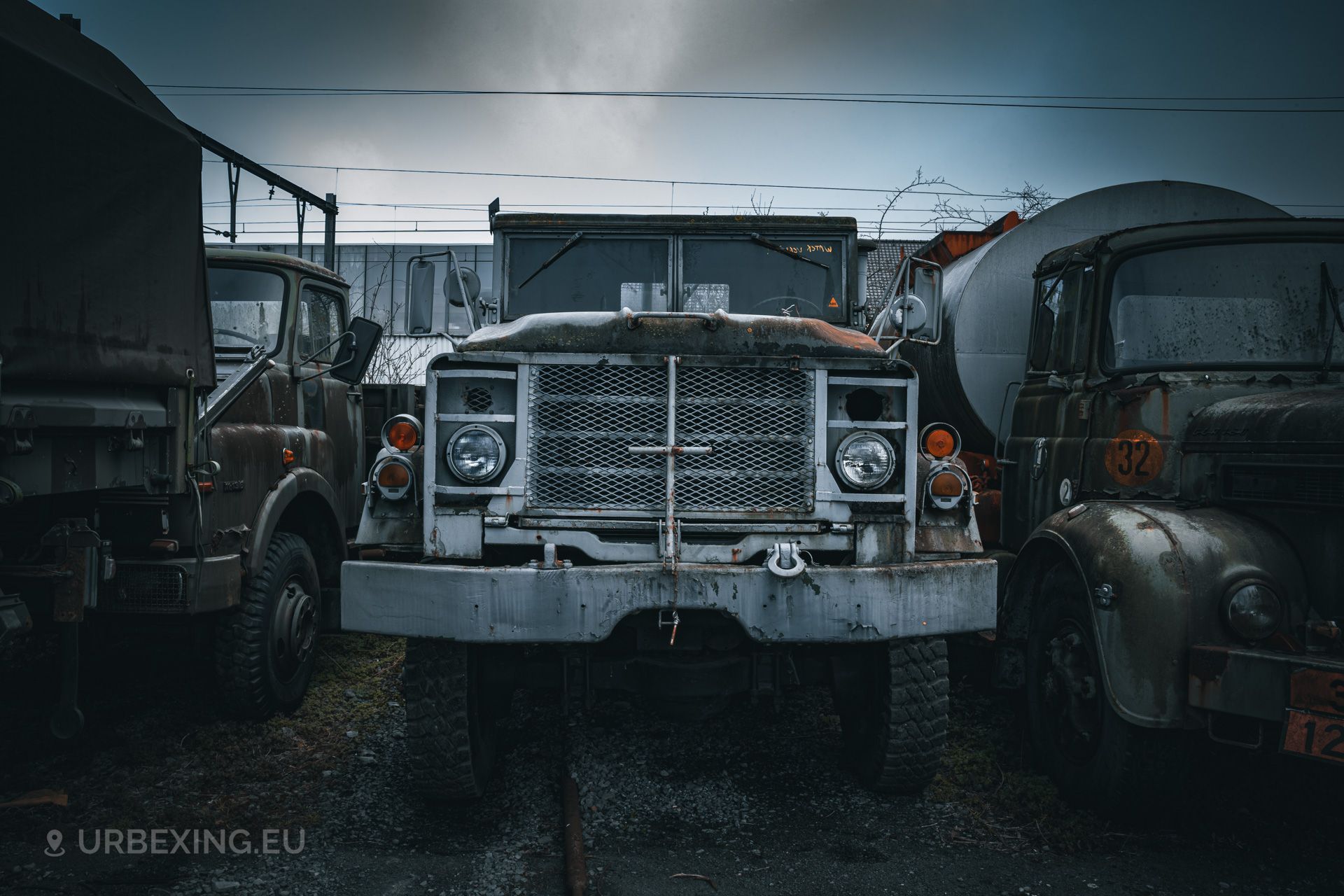a photo of a military truck found during urban exploring