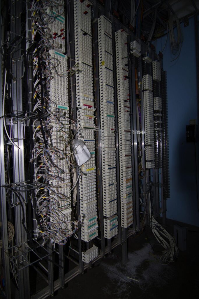 a photograph of the telecommunications room in an abandoned NATO bunker