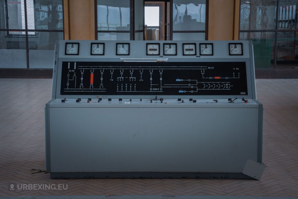 control panel inside an abandoned transmitting facility
