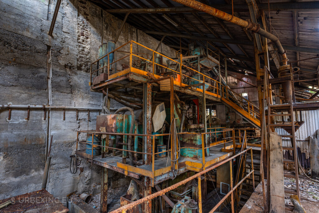 a machine inside of an abandoned fluerite mine called miniera torgola.