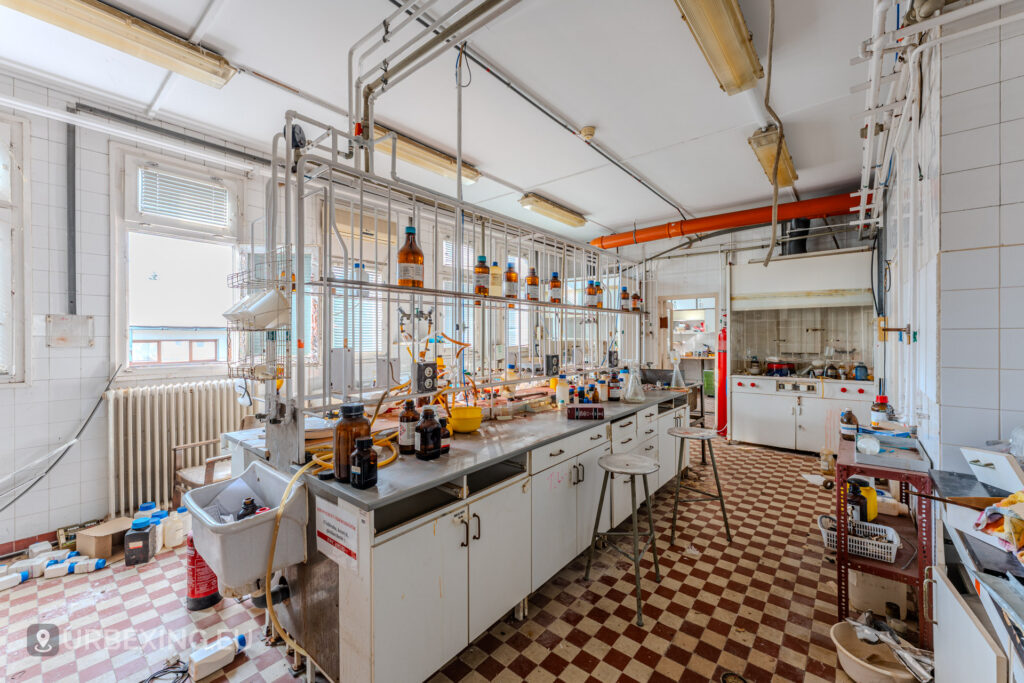 Overview of an abandoned laboratory at a chemical plant in Hungary