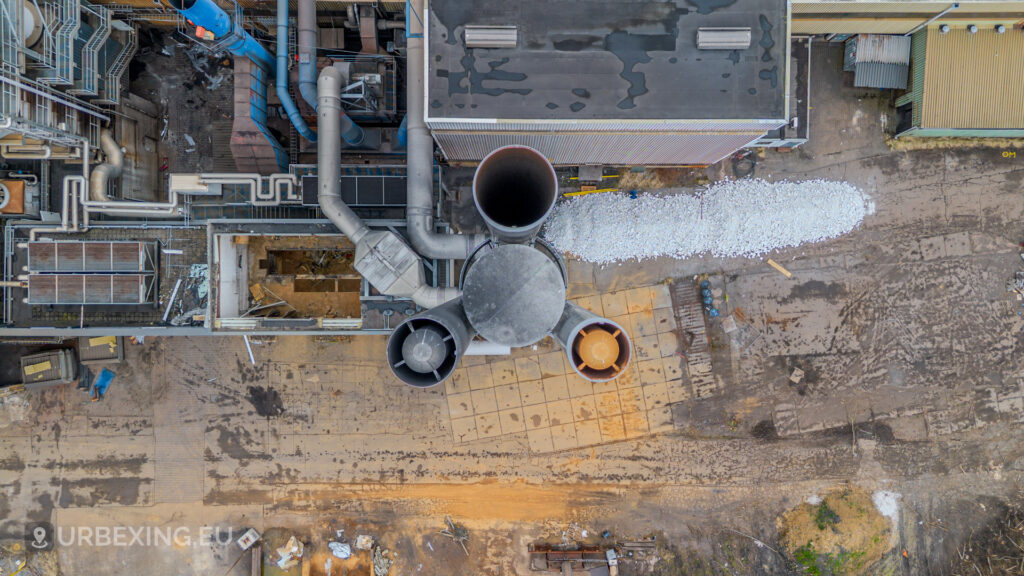 Drone view of the DeNOx/filter chimneys at VDL Castings heerlen