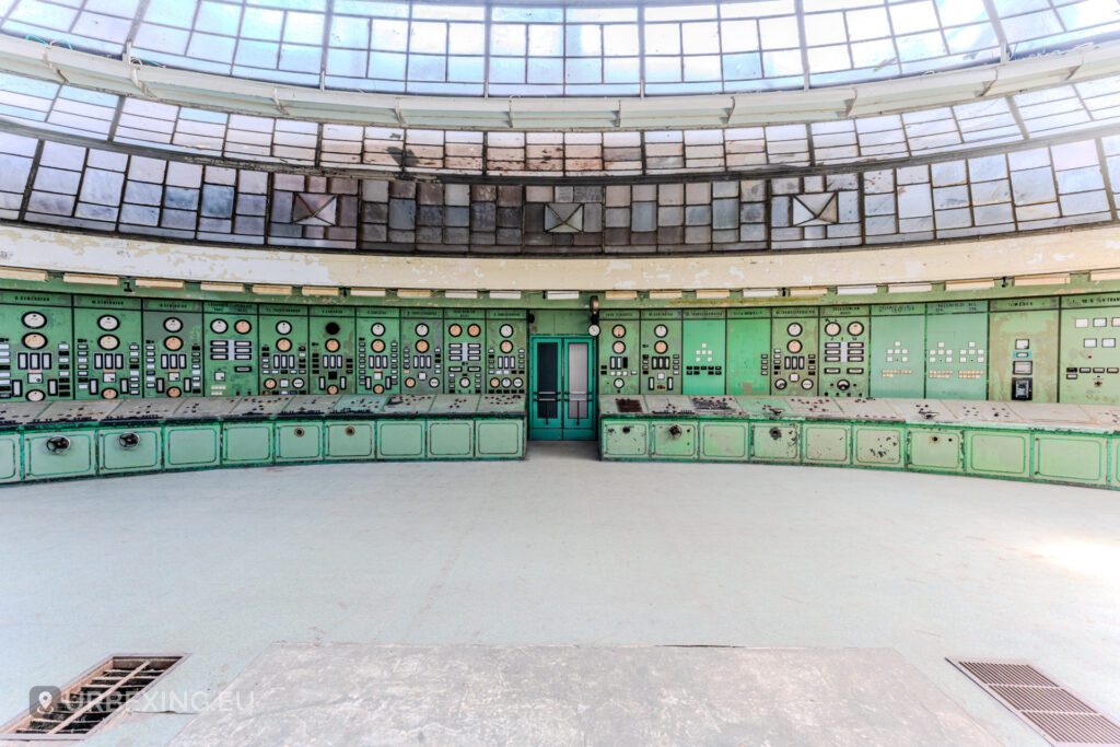 Kelenföld power station abandoned control room interior