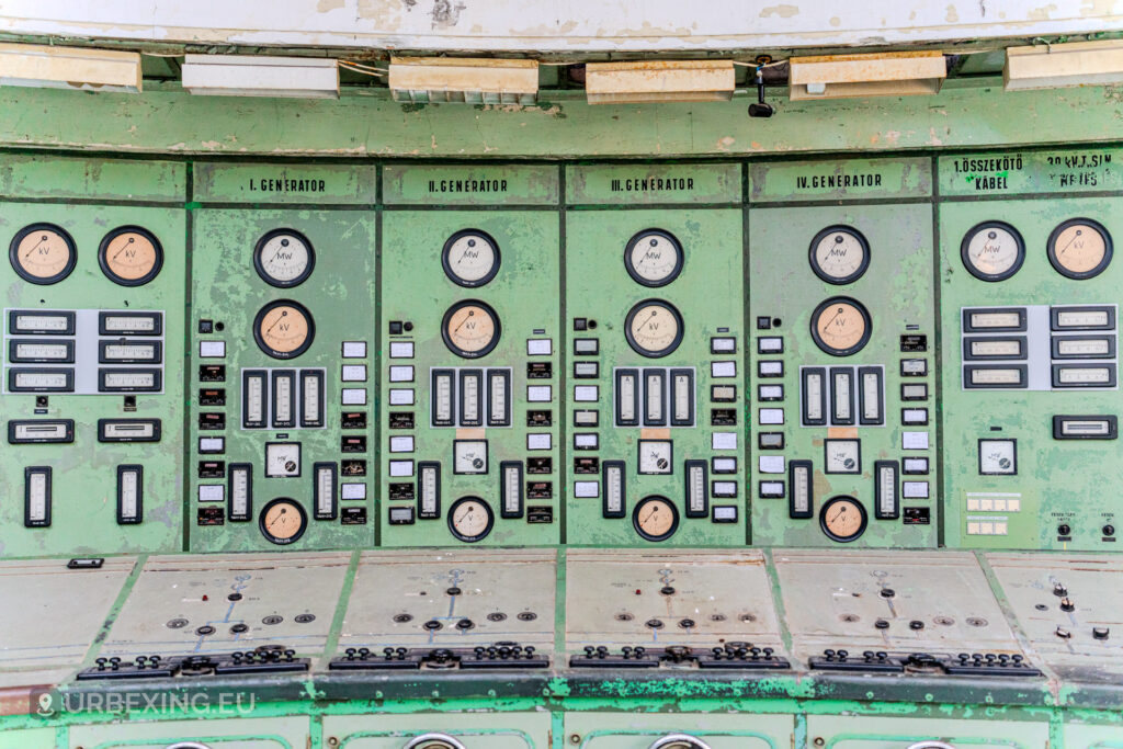Vintage gauges in Kelenföld Power Plant control room